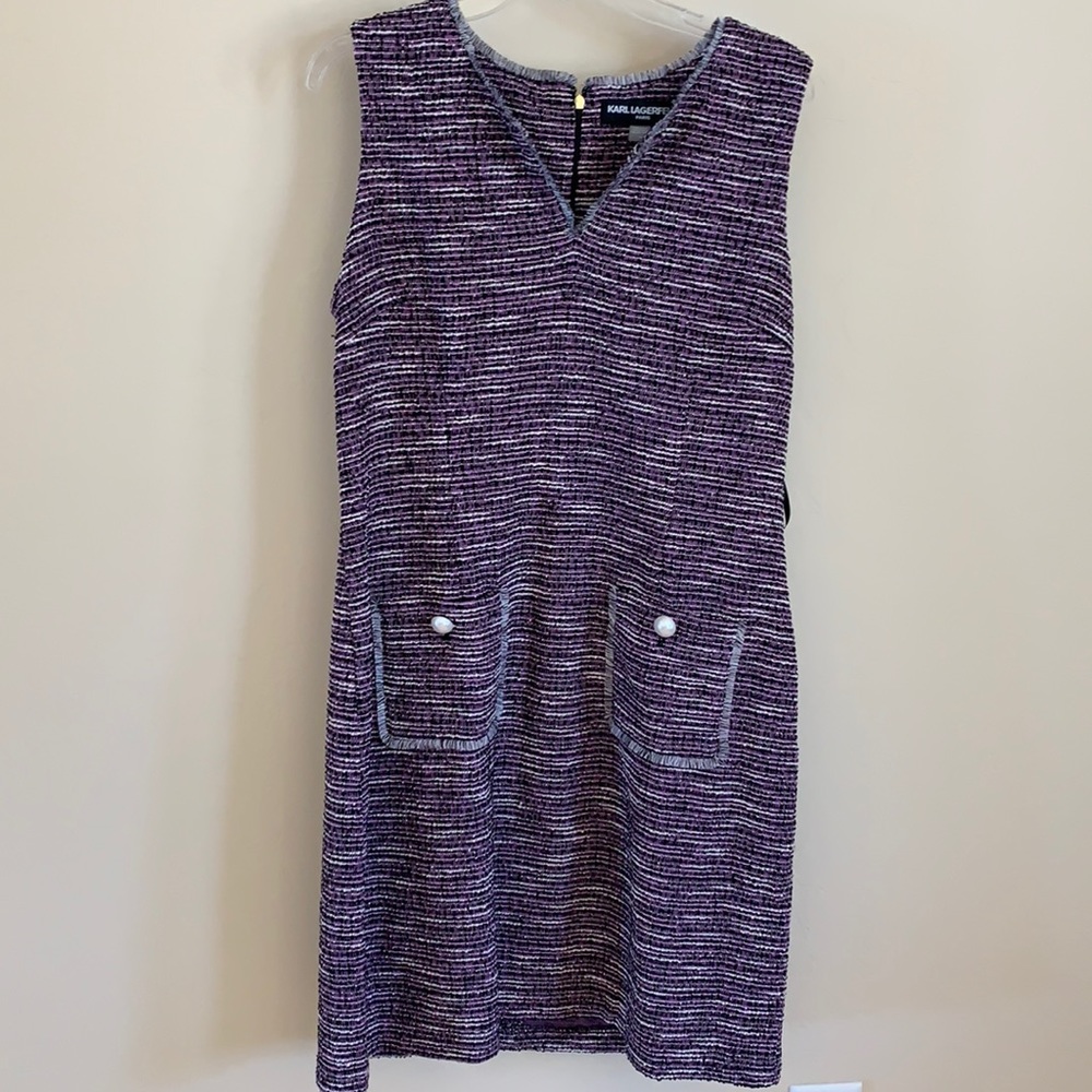 Karl Lagerfeld Paris Tweed Sheath Dress - Picture 2 of 6